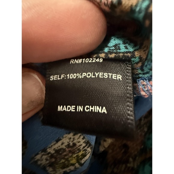 Skies Are Blue Dress Womens Medium Blue Floral Cold Shoulder Boho Fit Flare - Picture 12 of 14